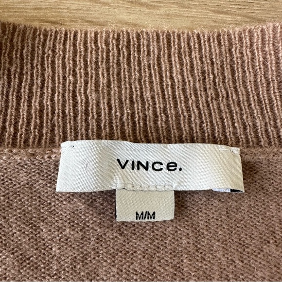 Vince Wool Cashmere V Neck Sweater Camel Brown Sz M - Picture 3 of 8